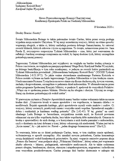 Slowo na Niedzielę Milosierdzia